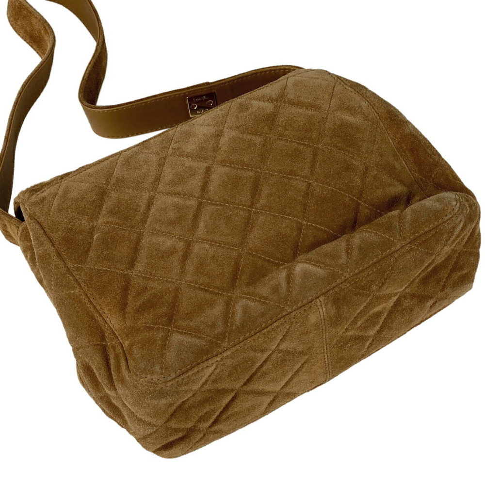 Chanel Bag Suede Cocomark Brown Shoulder
